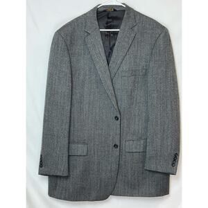Joseph & Feiss Mend 50L Gray 100% Wool 2 Button Herringbone Blazer Preppy Suit